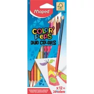   Színes ceruza készlet, kétvégű, háromszögletű, MAPED "Color'Peps Duo", 24 különböző szín
