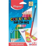   Színes ceruza készlet, háromszögletű, kétvégű, MAPED "Color'Peps Duo", 36 különböző szín