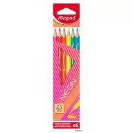   Színes ceruza készlet, háromszögletű, MAPED "Neon", 6 különböző szín