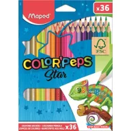   Színes ceruza készlet, háromszögletű, MAPED "Color'Peps Star", 36 különböző szín