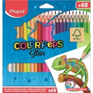   Színes ceruza készlet, háromszögletű, MAPED "Color'Peps Star", 48 különböző szín
