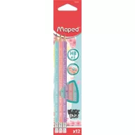  Grafitceruza radírral, HB, háromszögletű, MAPED "Black'Peps Pastel", vegyes pasztell színek