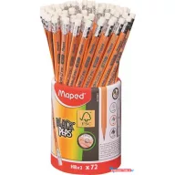   Grafitceruza radírral, ceruzatartó, HB, háromszögletű, MAPED "Black'Peps"