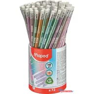   Grafitceruza radírral, ceruzatartó, HB, háromszögletű, MAPED "Black'Peps Glitter Deco", vegyes pasztell színek