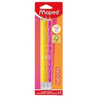   Grafitceruza radírral, HB, háromszögletű, MAPED "Black'Peps Neon", vegyes színek