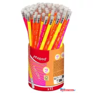   Grafitceruza radírral, ceruzatartó, HB, háromszögletű, MAPED "Black'Peps Neon", vegyes színek