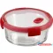 Ételtartó, kerek, üveg, 1,2 l, CURVER "Smart Cook", piros