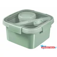  Ételtartó, szósztartóval, evőeszközzel, szögletes, műanyag, 1,1 l, CURVER "Smart Eco", világoszöld