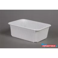   Ételtároló doboz, műanyag, szögletes, mikrózható, 1000 ml, 50 db, "Varia", fehér