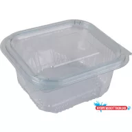   Ételtároló doboz, egybefedeles, műanyag, szögletes, 500 ml, 100 db, "Party", víztiszta