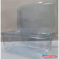   Ételtároló doboz, egybefedeles, újrahasznosított műanyag, szögletes, 750 ml, 100 db, "Party", víztiszta