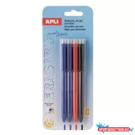   Zseléstoll, 0,5 mm, nyomógombos, radírozható, APLI "Erasable", vegyes színek