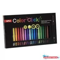   Zseléstoll, akril tintával, 0,7 mm, nyomógombos, APLI "Color Click", 18 különböző szín