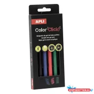   Zseléstoll, akril tintával, 0,7 mm, nyomógombos, APLI "Color Click", 4 különböző szín