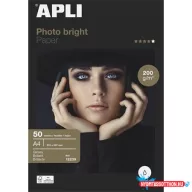   Fotópapír, tintasugaras, A4, 200 g, fényes, APLI "Photo bright"