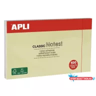   Öntapadó jegyzettömb, 125x75 mm, 100 lap, APLI "Classic", sárga