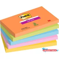   Öntapadó jegyzettömb, 76x127 mm, 5x90 lap, 3M POSTIT "Super Sticky Boots", vegyes színek