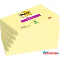   Öntapadó jegyzettömb csomag, 76x127 mm, 6x90 lap, 3M POSTIT "Super Sticky", kanári sárga
