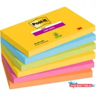   Öntapadó jegyzettömb, 76x127 mm, 6x90 lap, 3M POSTIT, "Super Sticky", Carnival