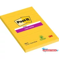   Öntapadó jegyzettömb, 102x152 mm, 90 lap, vonalas, 3M POSTIT "Super Sticky", sárga