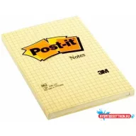   Öntapadó jegyzettömb, 102x152 mm, 100 lap, kockás, 3M POSTIT, sárga
