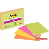   Öntapadó jegyzettömb, 203x152 mm, 4x45 lap, 3M POSTIT "Super Sticky", vegyes színek