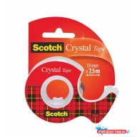   Ragasztószalag, adagolón, kézi, 19 mm x 7,5 m, 3M SCOTCH "Crystal"