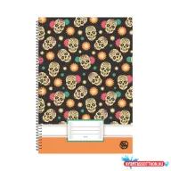   Spirálfüzet, A4, sima, 70 lap, OPTISCHOOL, "Skull"