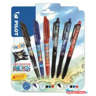   Rollertoll készlet, 0,35 mm, nyomógombos, PILOT "Frixion Ball"/"Frixion Ball Plus", 3különböző szín+One Piece matrica