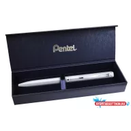   Zseléstoll, 0,35 mm, rotációs, ezüst tolltest, PENTEL "EnerGel BL-2007" fekete, ajándék kék betéttel