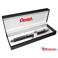   Zseléstoll, 0,35 mm, nyomógombos, fekete tolltest, PENTEL "EnerGel BL-407" fekete, ajándék kék tollbetéttel