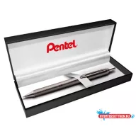   Zseléstoll, 0,35 mm, nyomógombos, antracit tolltest, PENTEL "EnerGel BL-407" fekete, ajándék kék tollbetéttel