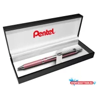   Zseléstoll, 0,35 mm, nyomógombos, rózsaszín tolltest, PENTEL "EnerGel BL-407" fekete, ajándék kék tollbetéttel
