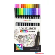   Tűfilc készlet, 0,4 mm, PENTEL "Pointliner", 24 különböző szín