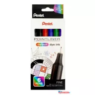   Tűfilc készlet, 0,4 mm, PENTEL "Pointliner", 6 különböző szín