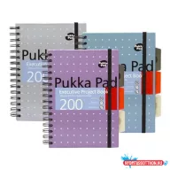   Spirálfüzet, A5, vonalas, 100 lap, PUKKA PAD "Metallic Project Book", vegyes szín