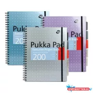   Spirálfüzet, A4+, vonalas, 100 lap, PUKKA PAD "Metallic Project Book", vegyes szín