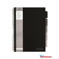   Spirálfüzet, A4, vonalas, 125 lap, PUKKA PAD "Black project book", fekete