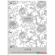   Spirálfüzet, A4+, vonalas, 80 lap, SHKOLYARYK "Vintage flowers", vegyes