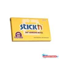   Öntapadó jegyzettömb, 76x127 mm, 100 lap, STICK N „360°, sárga