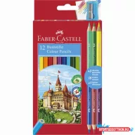  Színes ceruza készlet, hatszögletű, FABER-CASTELL, 12 különböző szín + 3 db bicolor ceruza