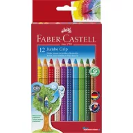   Színes ceruza készlet, háromszögletű, FABER-CASTELL "Jumbo Grip", 12 különböző szín