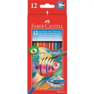   Akvarell ceruza készlet, hatszögletű, ecsettel, FABER-CASTELL, 12 különböző szín