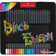   Színes ceruza készlet, háromszögletű, fémdobozban, FABER-CASTELL "Black Edition",  24 különböző szín
