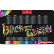   Színes ceruza készlet, háromszögletű, fémdobozban, FABER-CASTELL "Black Edition",  36 különböző szín