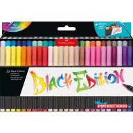   Ecsetirón készlet, tartóval, FABER-CASTELL "Black Edition", 50 különböző szín