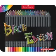   Színes ceruza készlet, háromszögletű, fémdobozban, FABER-CASTELL "Black Edition", 100 különböző szín