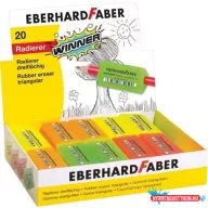   Radír display, ceruzafogó, háromszögletű, EBERHARD FABER "Winner", vegyes neon színek