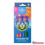   Színes ceruza készlet, háromszögletű, KOH-I-NOOR "Tigris 3132/12", 12 különböző szín