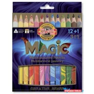   Színes varázsceruza készlet, háromszögletű, KOH-I-NOOR "Magic 3408", 12+1 különböző szín
